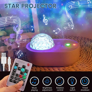 HolleeBee™ Spaceship Starry Galaxy Projector with 10 Light Modes, 5 White Noise & Speaker